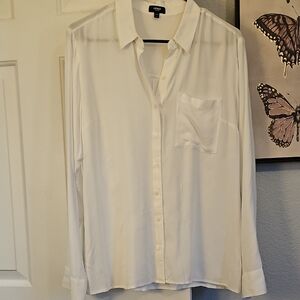 Express White Button-Down Blouse